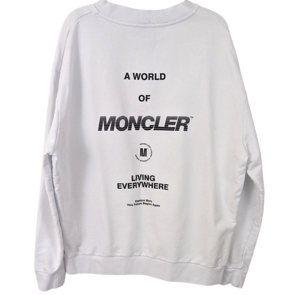 Moncler Tops - Moncler Pullover Crew Neck Sweatshirt Womens XL White Black Logo 100% Cotton